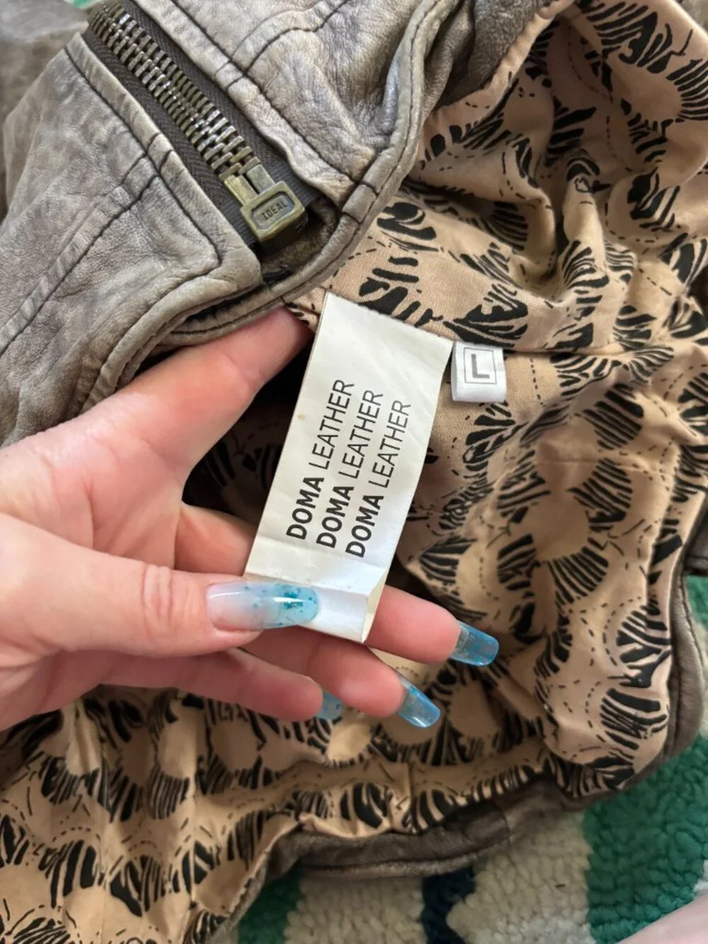 Doma Taupe Distressed Leather Moto Jacket - Picture 10 of 10